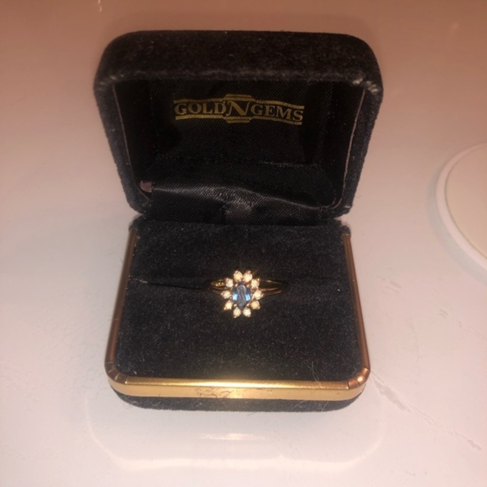 Blue and Gold Floral Ring